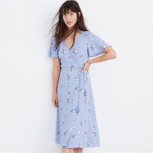 Madewell Button Wrap Midi Dress Aloha Floral